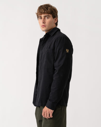 Side of Belstaff Mens Outpost Shirt Cotton Herringbone - Black