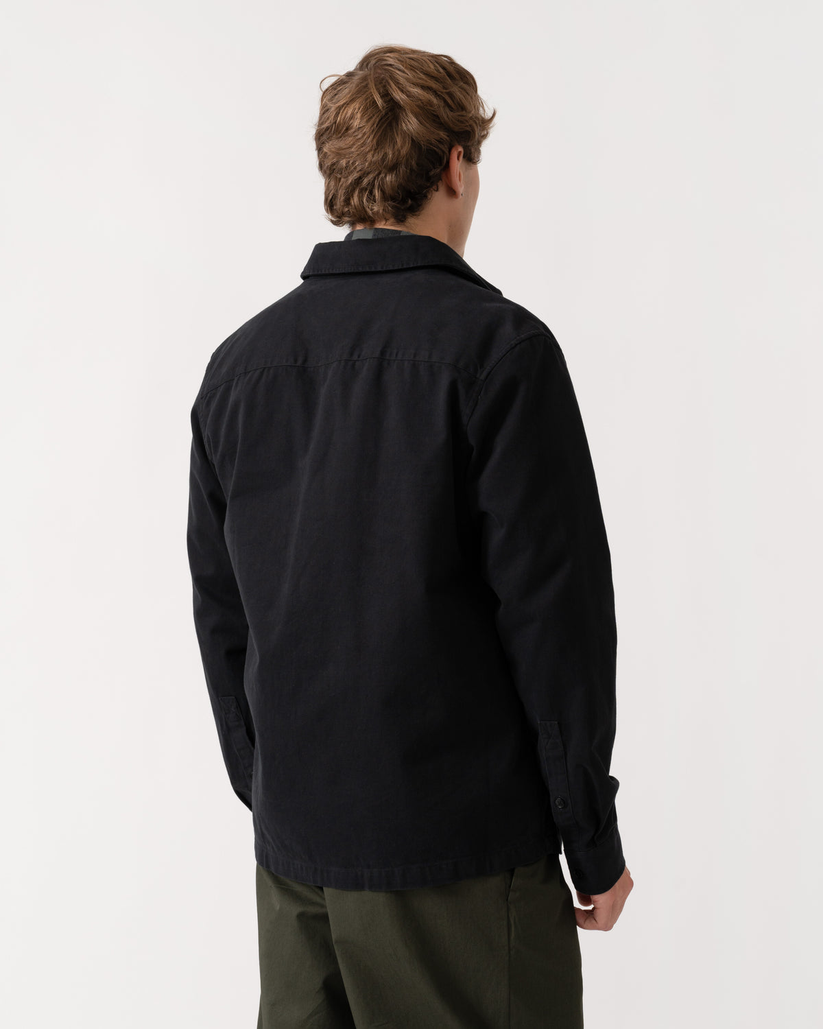 Back of Belstaff Mens Outpost Shirt Cotton Herringbone - Black