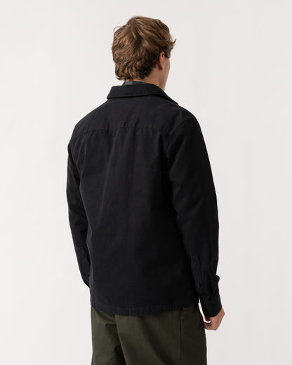 Back of Belstaff Mens Outpost Shirt Cotton Herringbone - Black