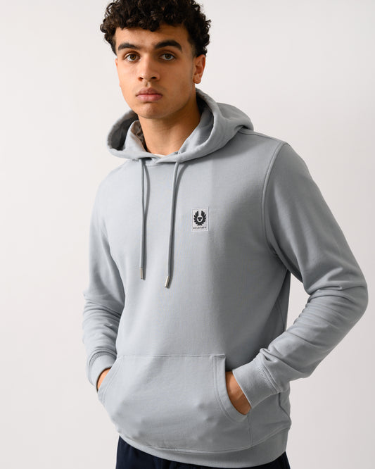 Belstaff Mens Pullover Logo Patch Hoodie - Quarry Blue
