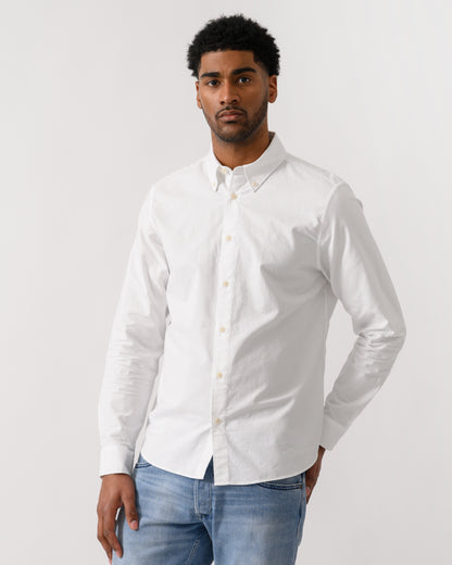 model wearing a Belstaff Mens Street Shirt in White