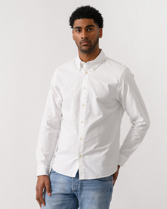 model wearing a Belstaff Mens Street Shirt in White