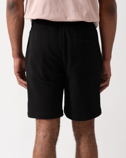 Back shot of a model wearing Belstaff Mens Sweatshorts in Black