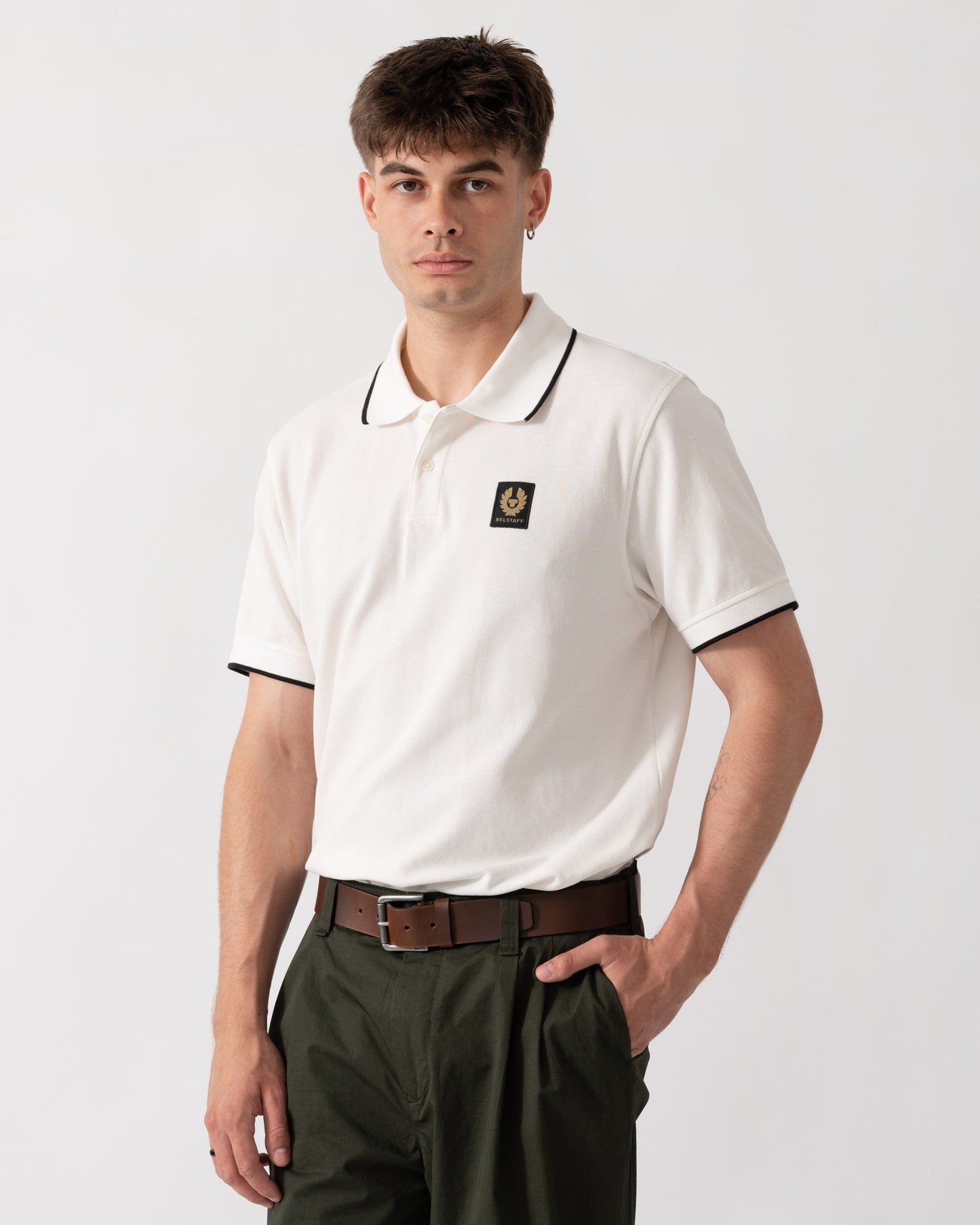 Belstaff Mens Tipped Polo Shirt - White