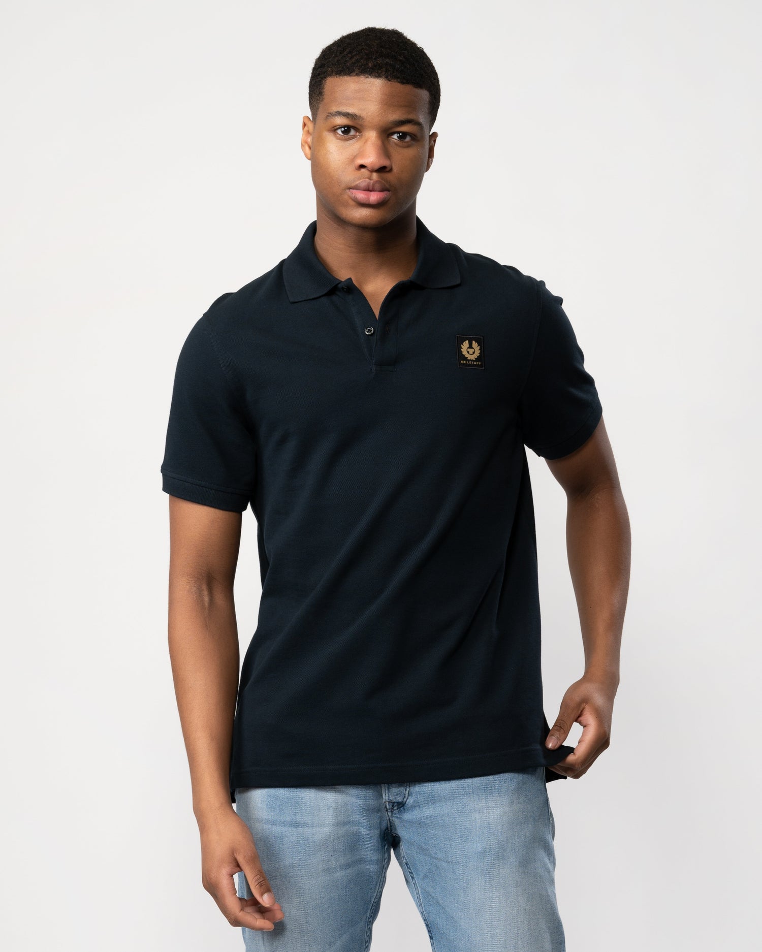 Belstaff Short Sleeved Mens Polo - Dark Ink - CHO - Designer Mens Short Sleeve Polo Shirts