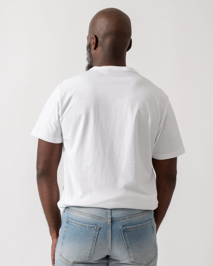 Back shot of a Model wearing a Belstaff Surface Mens T-Shirt in White