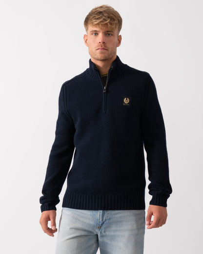 Belstaff Watch Mens Quarter Zip Jumper in Dark Ink