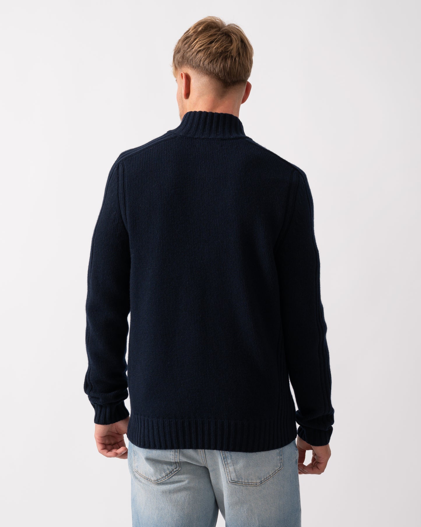 Belstaff Watch Mens Quarter Zip Jumper - Dark Ink - CHO - Designer Mens Quarter Zip Jumpers