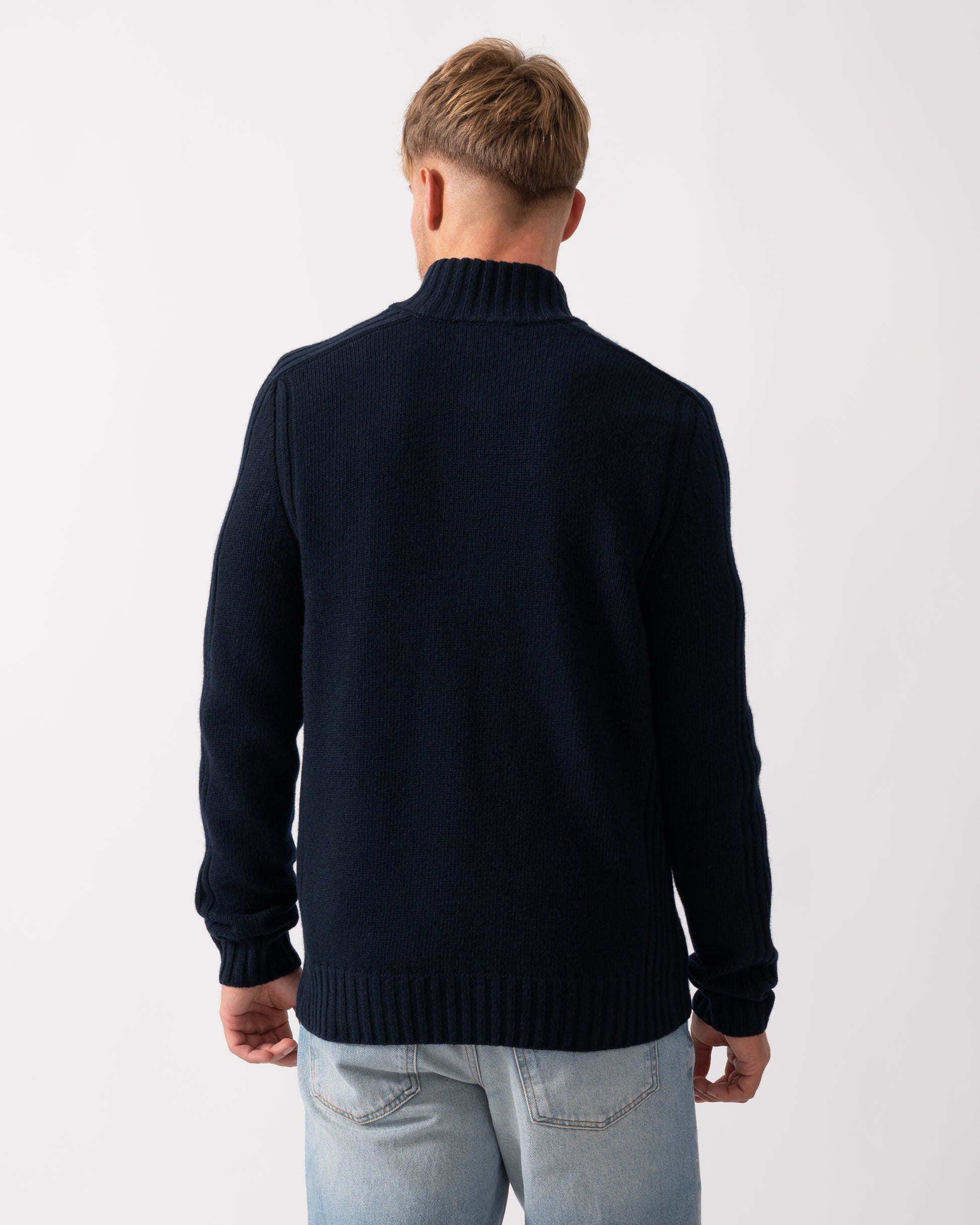 Belstaff Watch Mens Quarter Zip Jumper - Dark Ink - CHO - Designer Mens Quarter Zip Jumpers