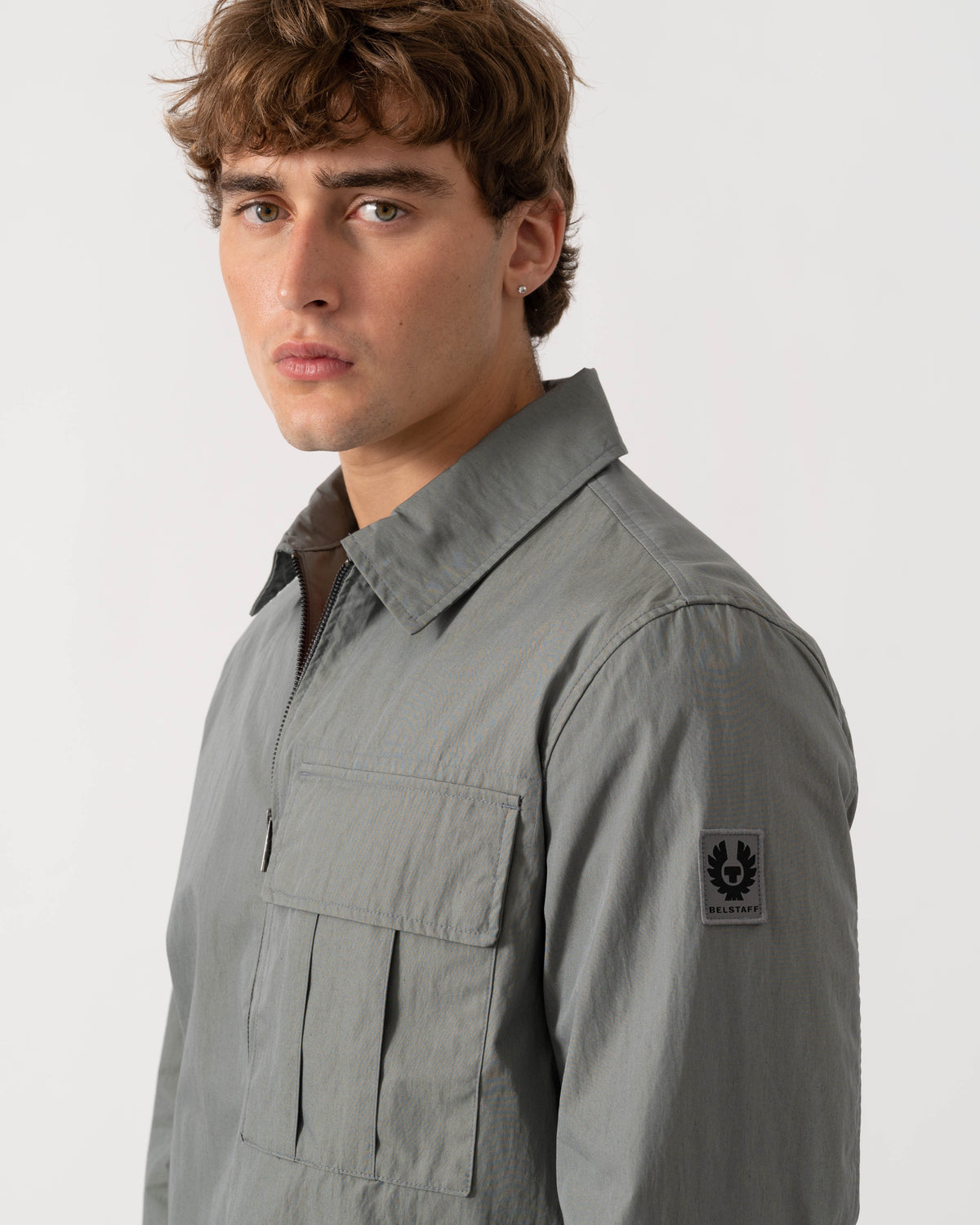 Detail of Belstaff Cargo Mens Overshirt - Atlantic Grey