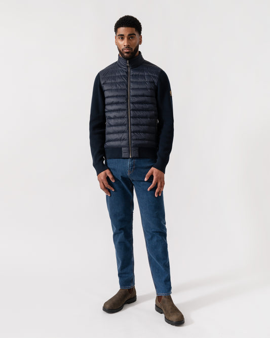 Model wearing Belstaff Control Mens Hybrid Jacket in Dark Ink - Full Length