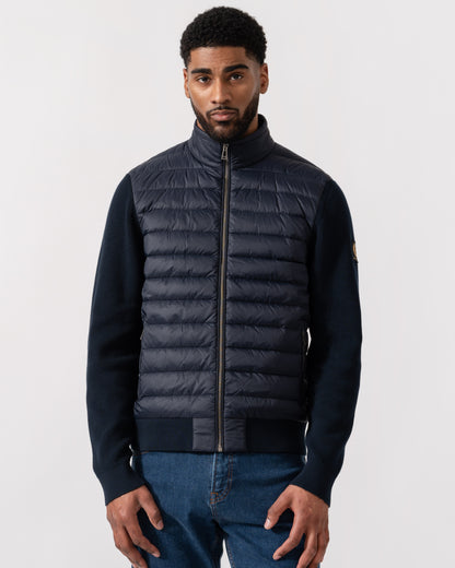 Model wearing Belstaff Control Mens Hybrid Jacket in Dark Ink - Main