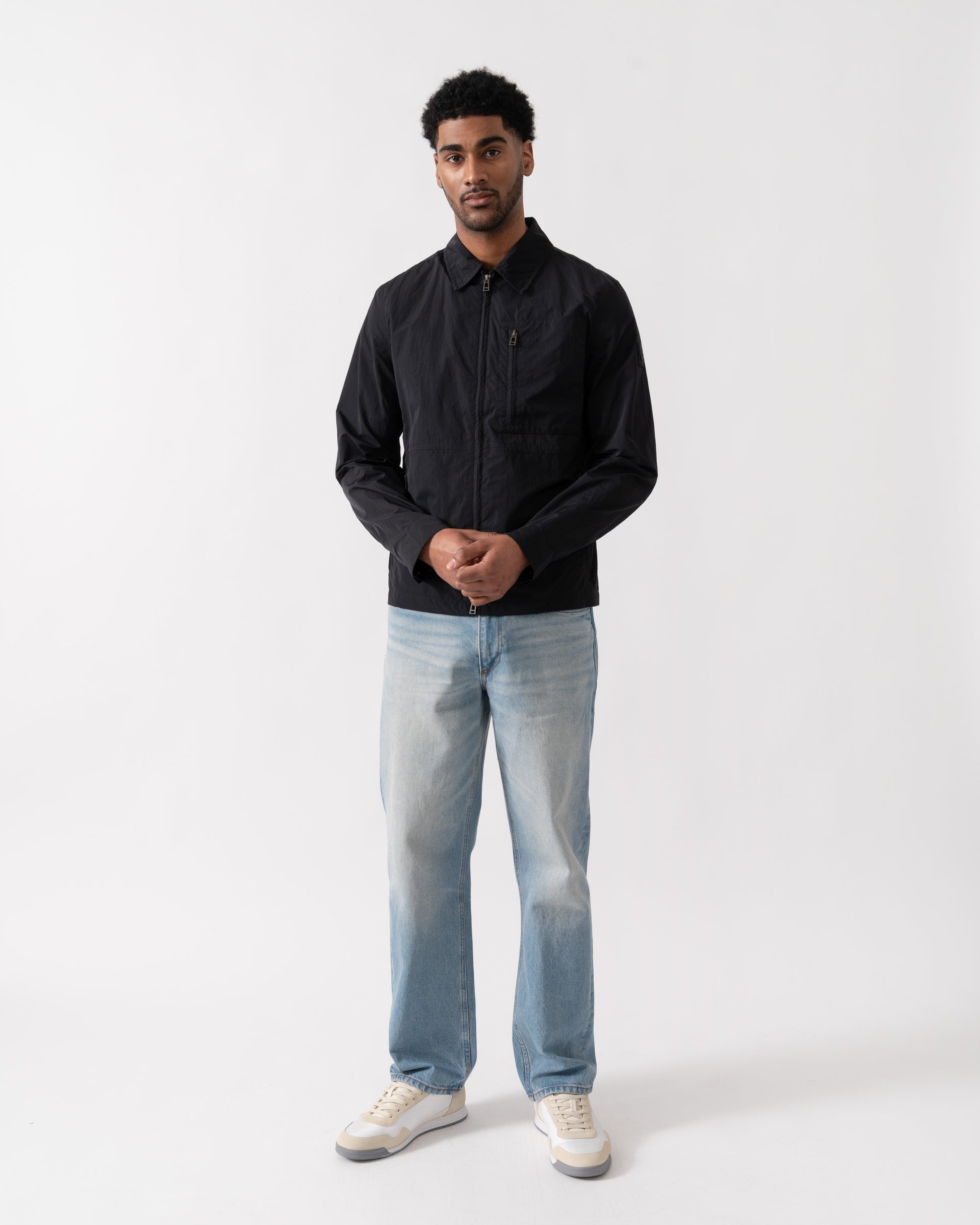 Belstaff Grid Mens Overshirt - Black | CHO | Designer Mens Overshirts