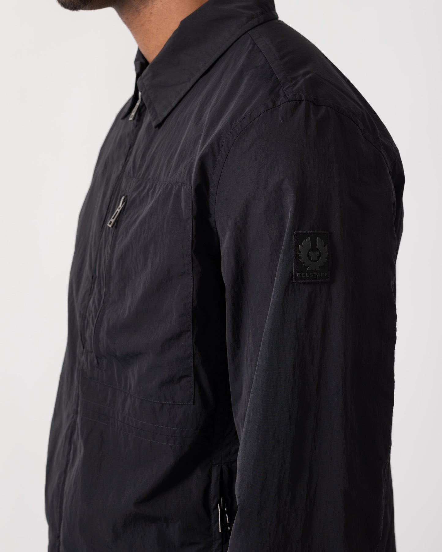 Belstaff Grid Mens Overshirt - Black | CHO | Designer Mens Overshirts