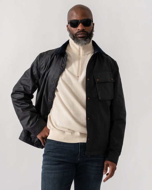 Model wearing Belstaff Ground Mens Jacket in Dark Navy - Main