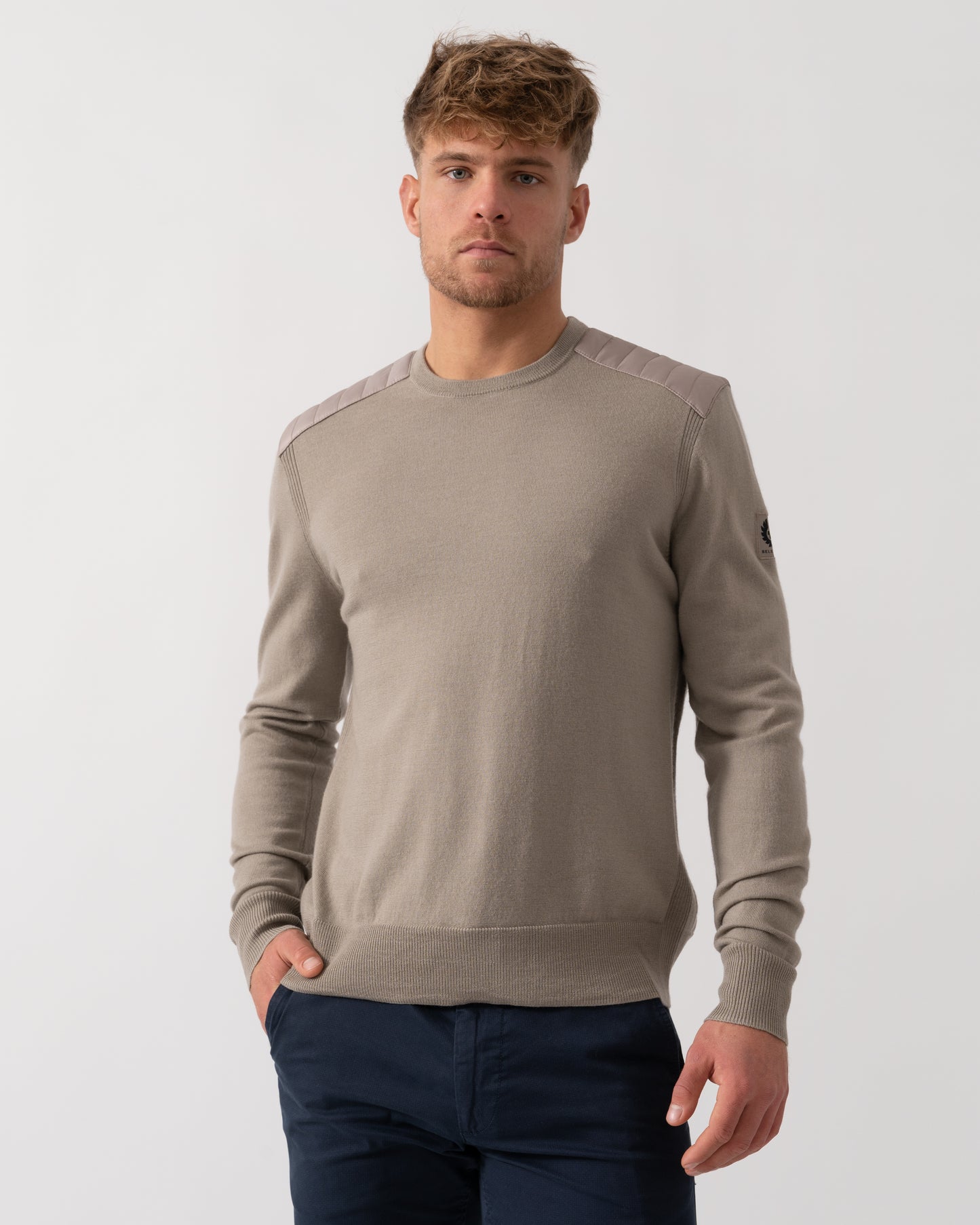 Belstaff Kerrigan Merino Wool Crew Neck Jumper - Dark Sand - Main
