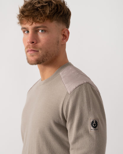 Belstaff Kerrigan Merino Wool Crew Neck Jumper - Dark Sand - Detail