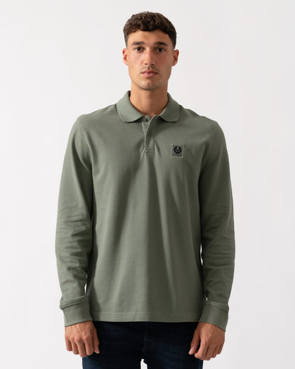 Belstaff Long Sleeved Mens Essentials Polo - Sage Green