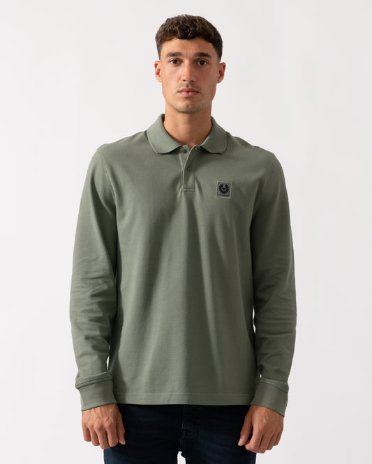 Belstaff Long Sleeved Mens Essentials Polo - Sage Green