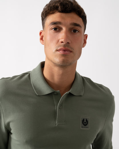 Belstaff Long Sleeved Mens Essentials Polo - Sage Green
