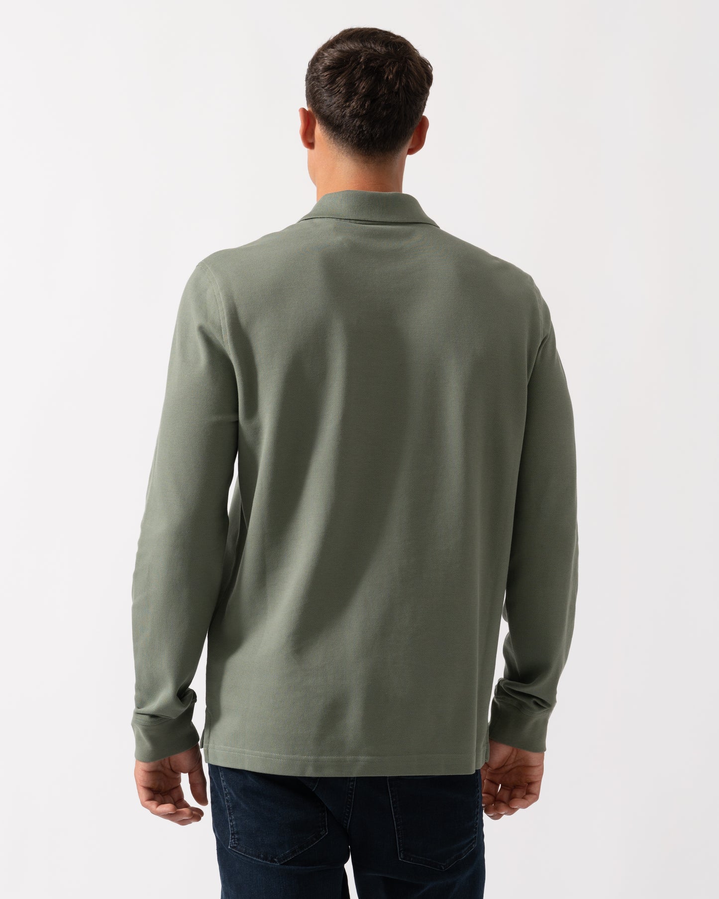 Belstaff Long Sleeved Mens Essentials Polo - Sage Green