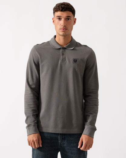 Belstaff Long Sleeved Mens Essentials Polo - Tornado Grey
