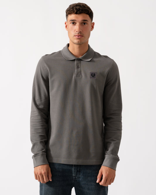 Belstaff Long Sleeved Mens Essentials Polo - Tornado Grey