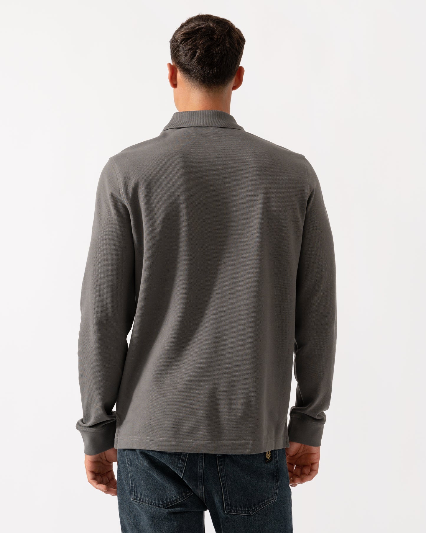 Belstaff Long Sleeved Mens Essentials Polo - Tornado Grey
