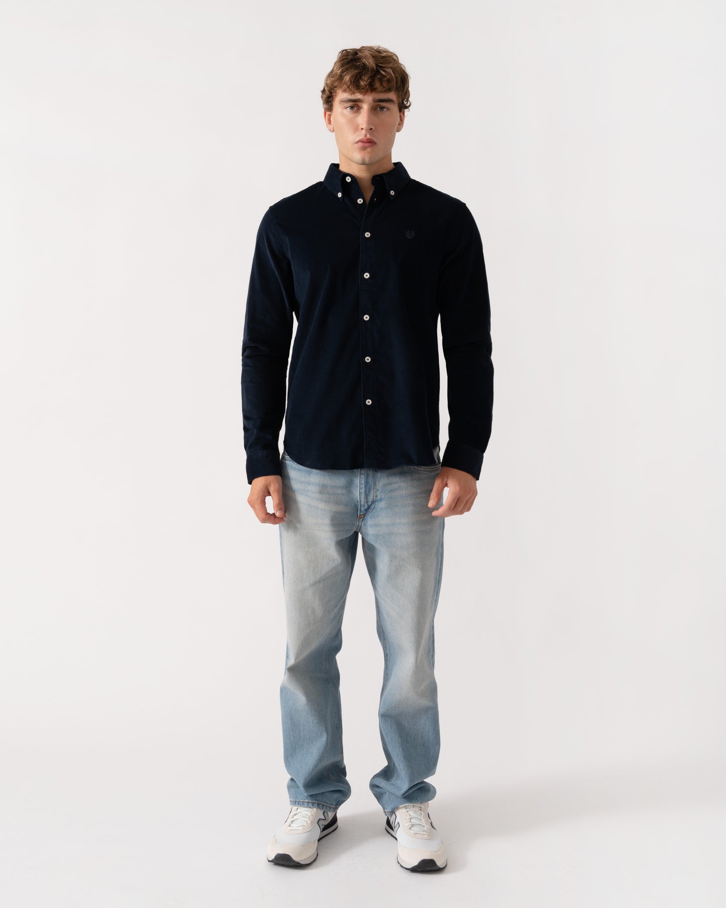 Full length of Belstaff Mens Cotton Corduroy Street Shirt - Dark Ink