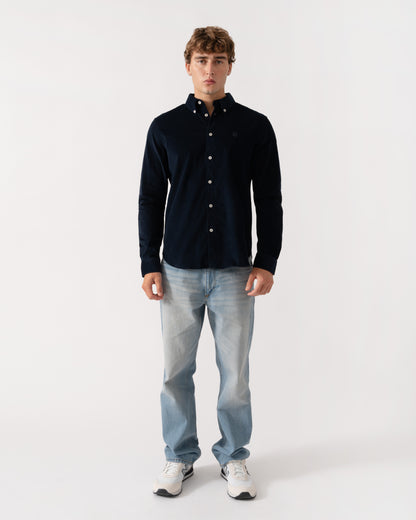 Full length of Belstaff Mens Cotton Corduroy Street Shirt - Dark Ink