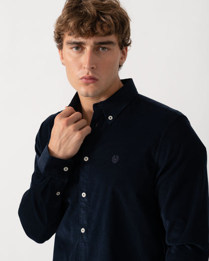 Detail of Belstaff Mens Cotton Corduroy Street Shirt - Dark Ink