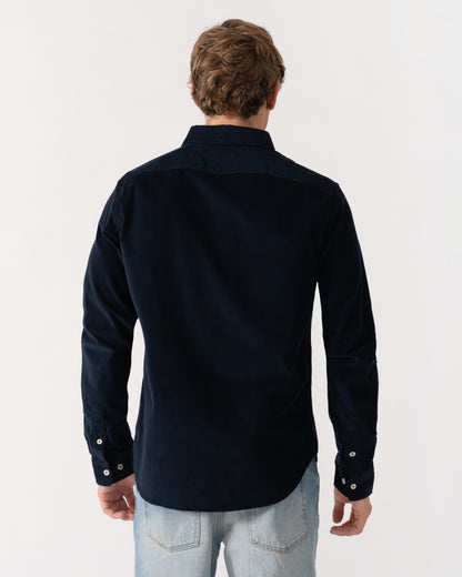 Back of Belstaff Mens Cotton Corduroy Street Shirt - Dark Ink