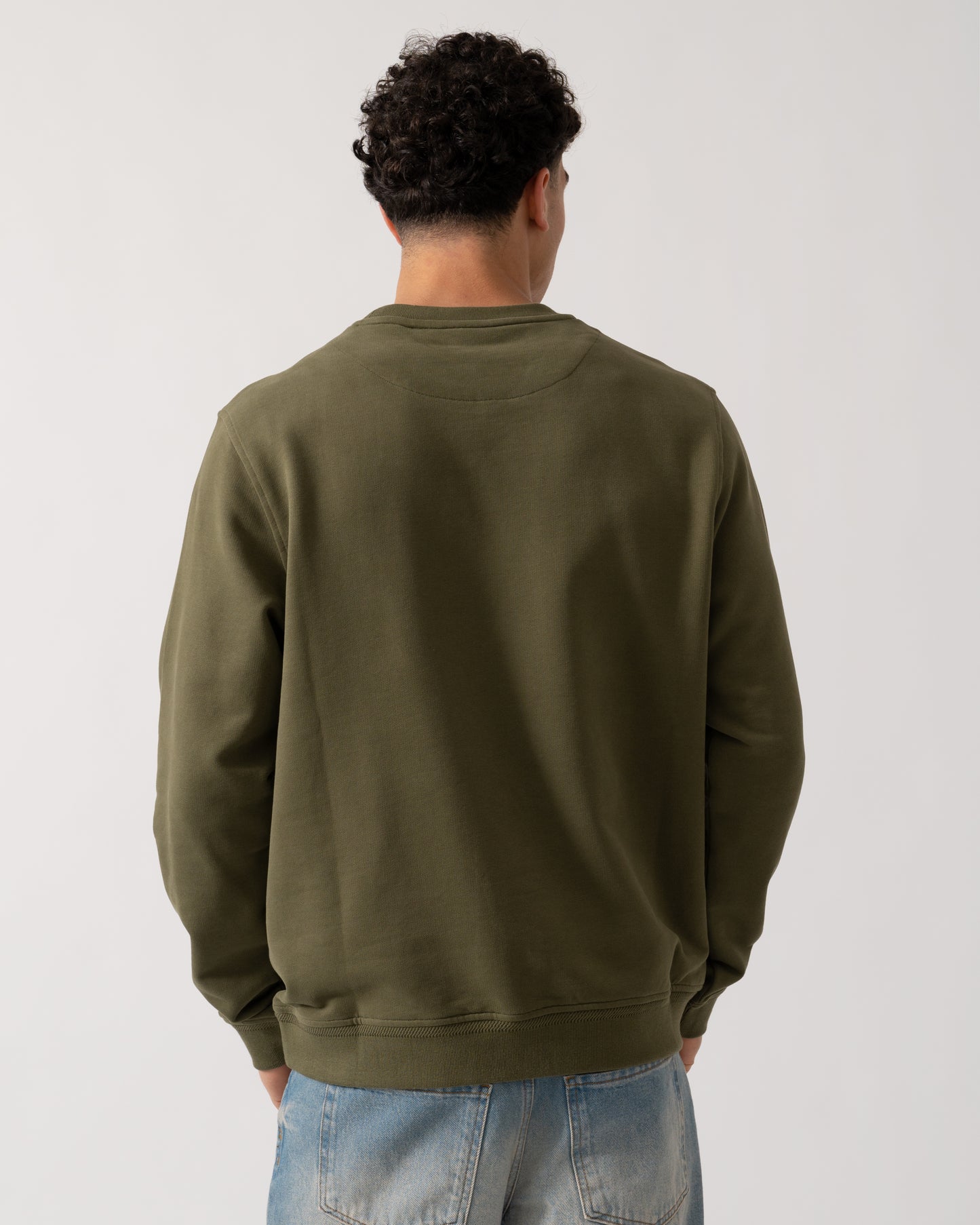 Belstaff Mens Crew Neck Sweatshirt With Logo Patch - True Olive
