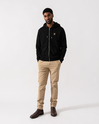 Model wearing a Belstaff Mens Full Zip Hoodie in Black - Full Length