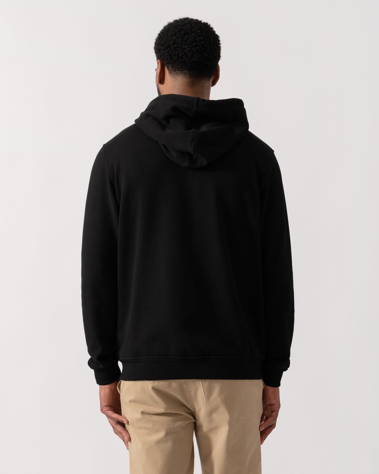 Model wearing a Belstaff Mens Full Zip Hoodie in Black - back