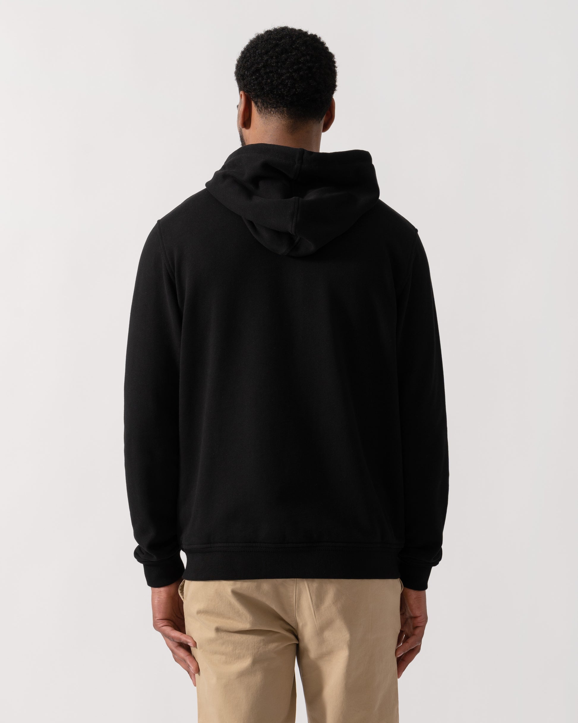 Model wearing a Belstaff Mens Full Zip Hoodie in Black - back