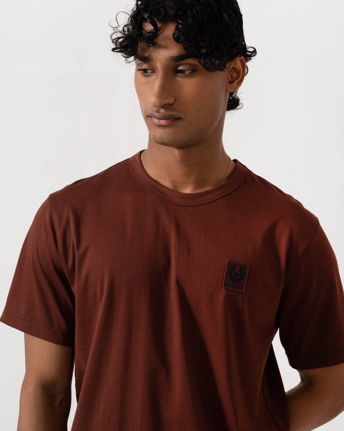 Front of the Belstaff Mens Icon Logo T-Shirt - Oxblood