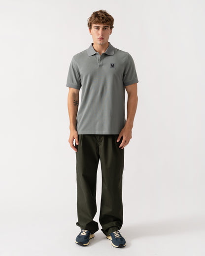Outfit shot of Belstaff Mens Logo Polo - Atlantic Grey