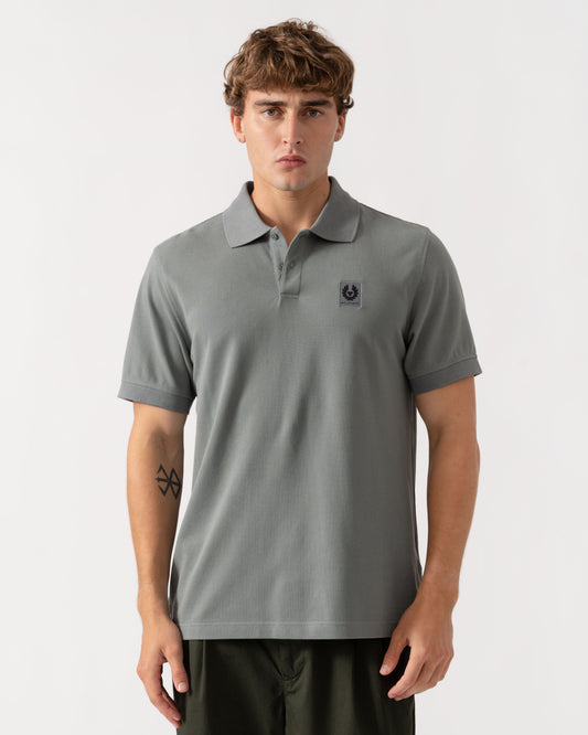 Man wearing Belstaff Mens Logo Polo - Atlantic Grey
