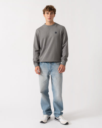 Outfit shot of Belstaff Mens Logo Sweatshirt - Atlantic Grey