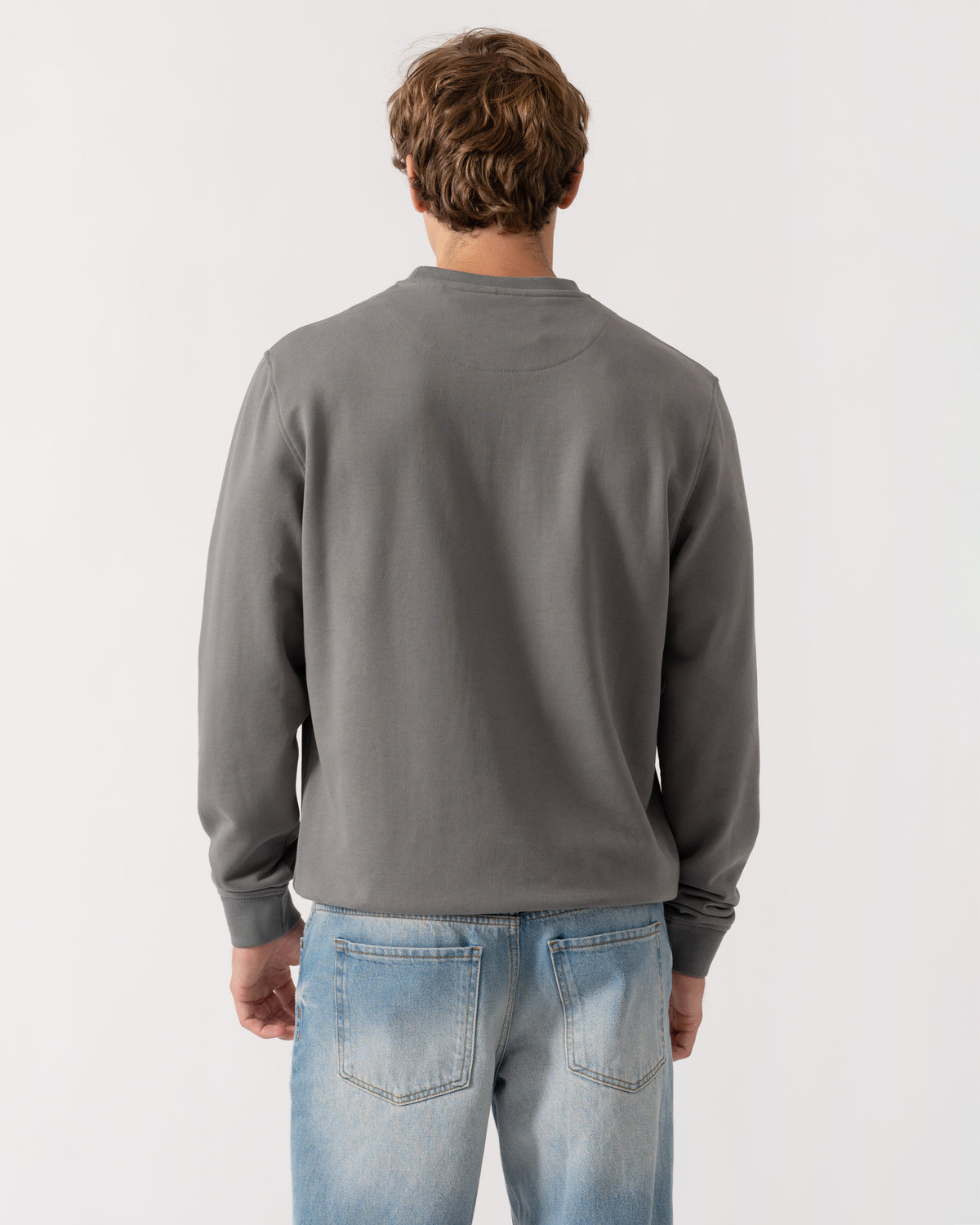 Back shot of Belstaff Mens Logo Sweatshirt - Atlantic Grey