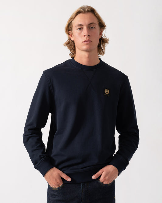 Front of the Belstaff Mens Logo Sweatshirt - Dark Ink