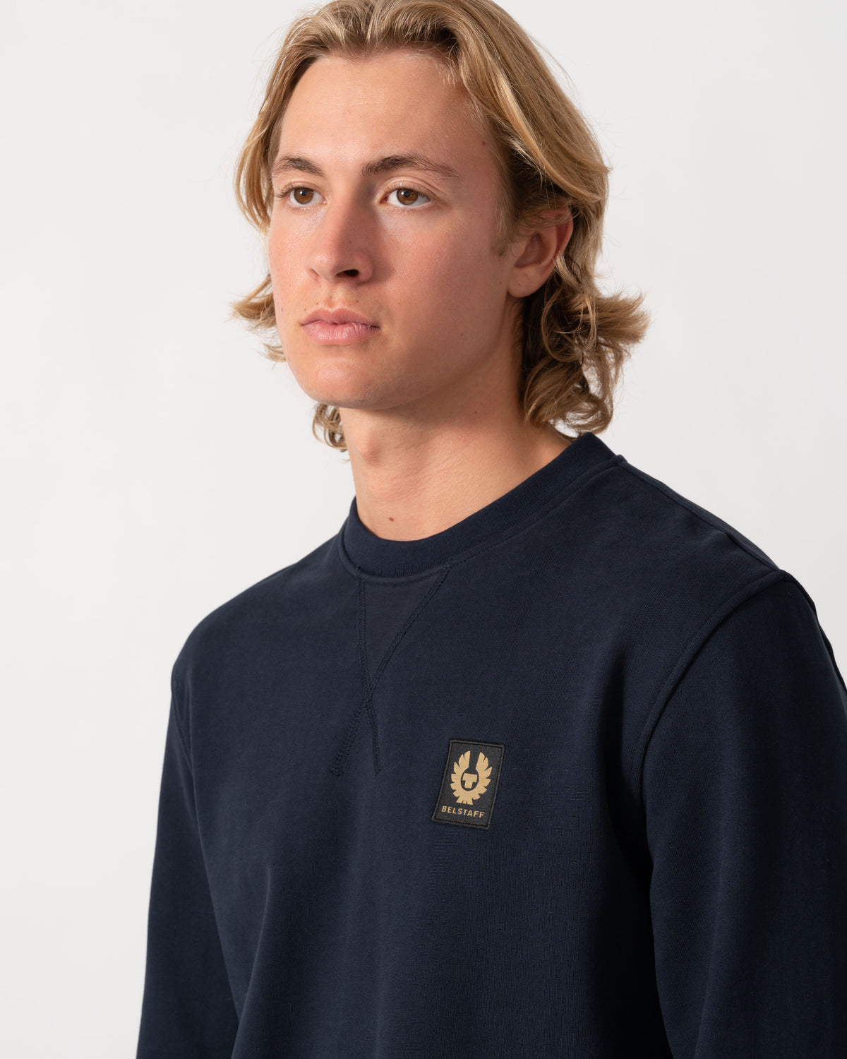 Close up of the Belstaff Mens Logo Sweatshirt - Dark Ink