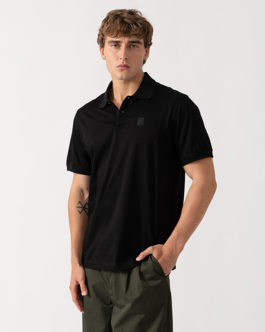 Man wearing Belstaff Mens Steel Polo Shirt - Black