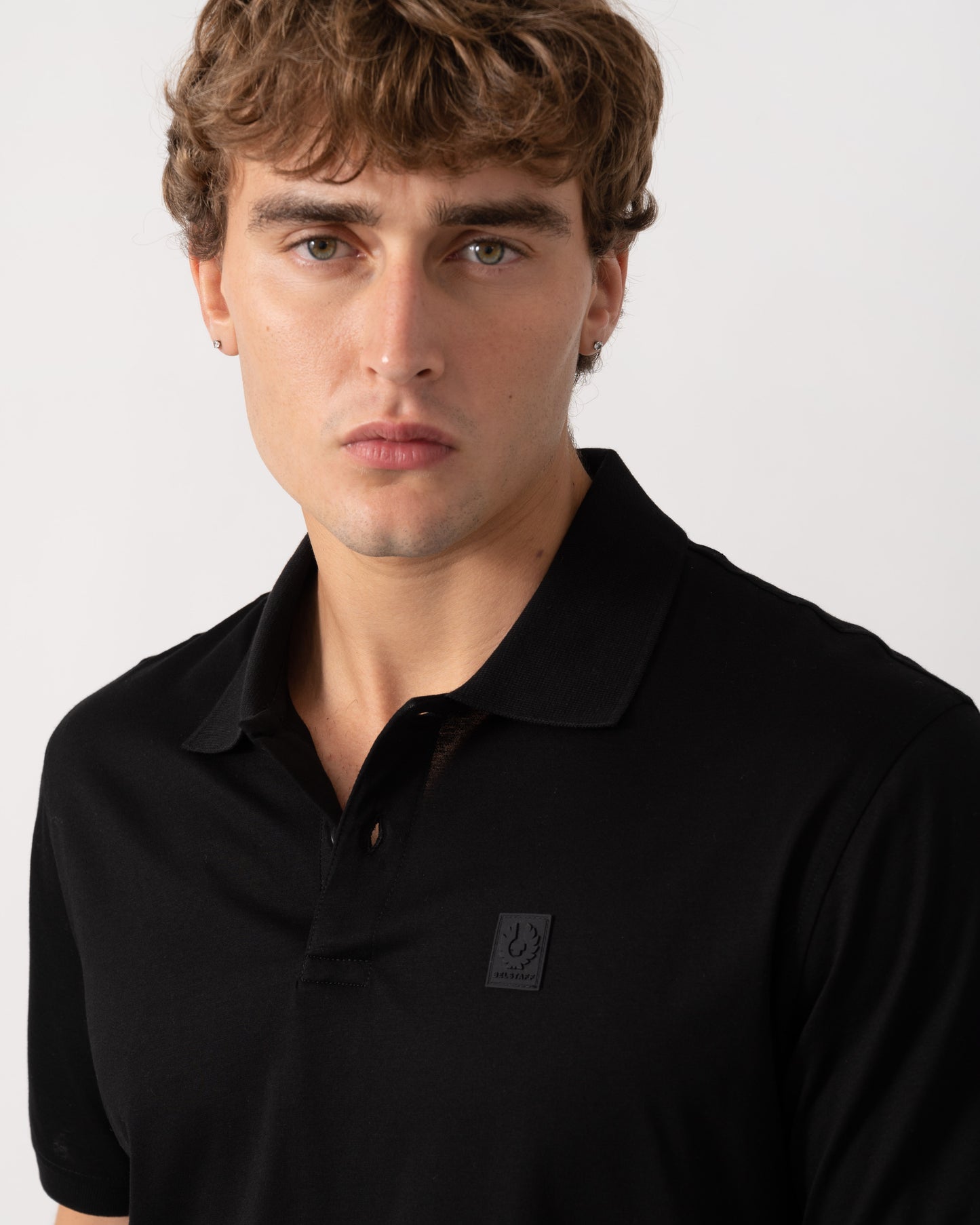 Detail of Belstaff Mens Steel Polo Shirt - Black