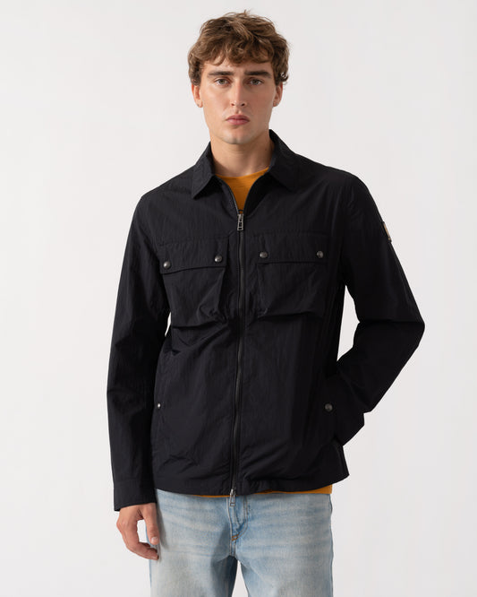 Man wearing Belstaff Mens Tourer Overshirt - Black