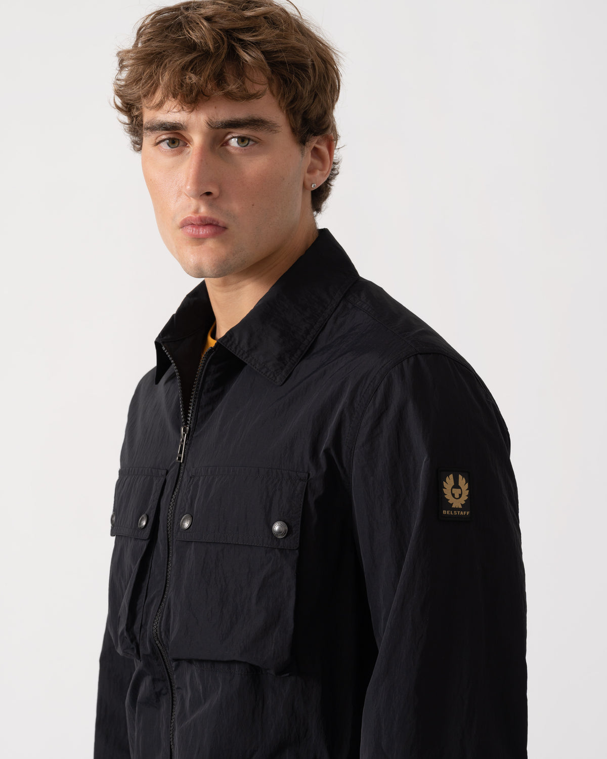 Close up of Belstaff Mens Tourer Overshirt - Black