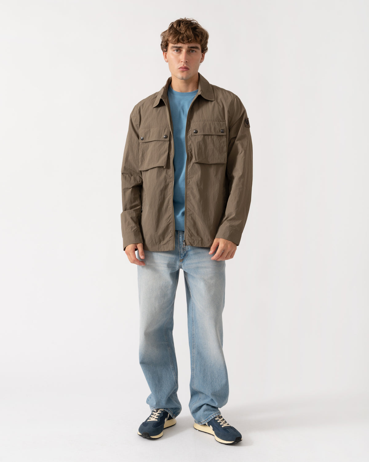 Outfit shot of Belstaff Mens Tourer Overshirt - Khaki Green