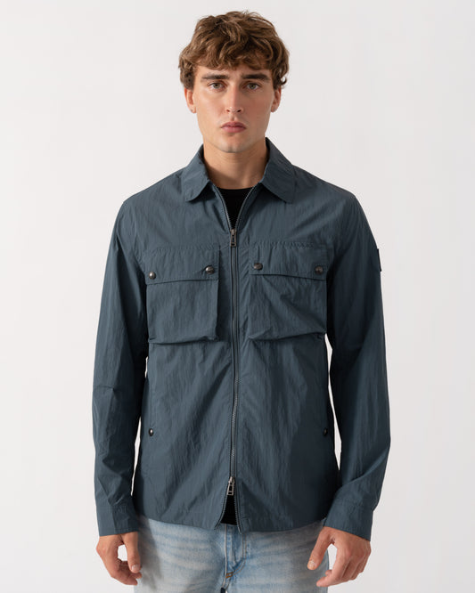 Man wearing Belstaff Mens Tourer Overshirt - Petrol