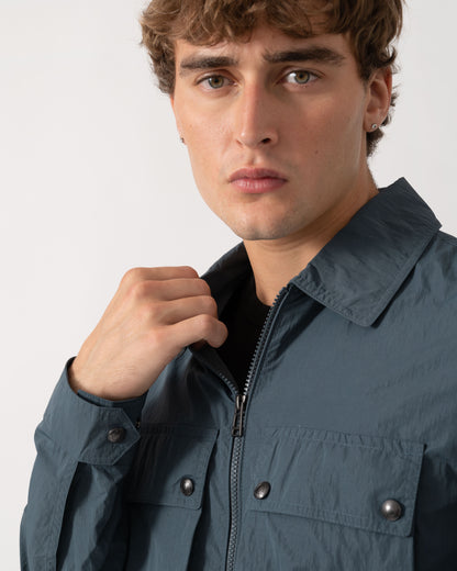 Zip and cuff detail of Belstaff Mens Tourer Overshirt - Petrol
